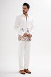 Buy_Kalpana Naik_White Crepe Embroidery Domes Of Greece Jacket And Trouser Set _at_Aza_Fashions