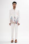 Buy_Kalpana Naik_White Crepe Embroidery Domes Of Greece Jacket And Trouser Set _Online_at_Aza_Fashions