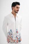 Kalpana Naik_White Crepe Embroidery Domes Of Greece Jacket And Trouser Set _at_Aza_Fashions