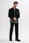 Buy_Kalpana Naik_Black Crepe Embroidery, Beads Cocktail Night Jacket And Trouser Set _at_Aza_Fashions