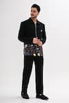 Buy_Kalpana Naik_Black Crepe Embroidery, Beads Cocktail Night Jacket And Trouser Set _Online_at_Aza_Fashions