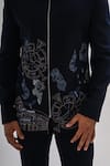 Buy_Kalpana Naik_Navy Crepe Embroidery Citadel Of Athens Jacket And Trouser Set 
