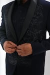 Shop_Kalpana Naik_Navy Embroidery Midnight Blue Hand Tuxedo Set _Online_at_Aza_Fashions