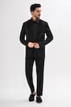 Kalpana Naik_Black Terrycloth Embroidery Pintucks Hand Tuxedo Set _Online_at_Aza_Fashions