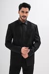 Buy_Kalpana Naik_Black Terrycloth Embroidery Pintucks Hand Tuxedo Set _Online_at_Aza_Fashions