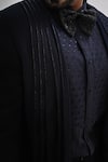 Shop_Kalpana Naik_Navy Crepe Embroidery Onyx Draped Hand Tuxedo Set _Online_at_Aza_Fashions