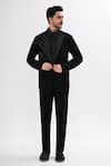 Buy_Kalpana Naik_Black Crepe Embroidery, Beads Cosmic Hand Tuxedo Set _at_Aza_Fashions