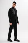 Kalpana Naik_Black Crepe Embroidery, Beads Cosmic Hand Tuxedo Set _Online_at_Aza_Fashions