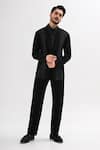 Buy_Kalpana Naik_Black Crepe Embroidery Velinor Hand Tuxedo Pant Set _at_Aza_Fashions