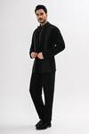Kalpana Naik_Black Crepe Embroidery Velinor Hand Tuxedo Pant Set _Online_at_Aza_Fashions