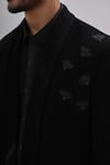 Buy_Kalpana Naik_Black Crepe Beads, Embroidery Open Bumblebee Hand Tuxedo Set 