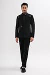 Buy_Kalpana Naik_Black Crepe Buckles Overlapping Tuxedo And Pant Set _at_Aza_Fashions