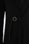 Shop_Kalpana Naik_Black Crepe Buckles Overlapping Tuxedo And Pant Set _Online_at_Aza_Fashions
