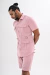 Buy_Kalpana Naik_Pink Crepe Blush Pocketed Shirt And Shorts Co-ord Set _Online_at_Aza_Fashions