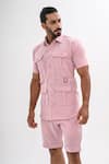 Shop_Kalpana Naik_Pink Crepe Blush Pocketed Shirt And Shorts Co-ord Set _Online_at_Aza_Fashions