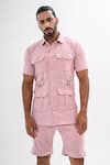 Buy_Kalpana Naik_Pink Crepe Blush Pocketed Shirt And Shorts Co-ord Set _at_Aza_Fashions