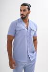 Kalpana Naik_Blue Crepe Baby Shirt And Shorts Co-ord Set _at_Aza_Fashions