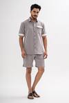 Kalpana Naik_Gray Crepe Grey Linear Shirt And Shorts Co-ord Set _Online_at_Aza_Fashions