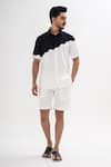 Buy_Kalpana Naik_White Crepe Dual Colored Shirt And Shorts Co-ord Set _at_Aza_Fashions
