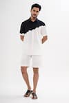Kalpana Naik_White Crepe Dual Colored Shirt And Shorts Co-ord Set _at_Aza_Fashions