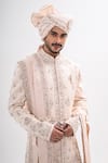 Shop Kalpana Naik Cream Satin, Silk, Bemberg, Shantoon Embroidery Fawn Rajwada Hand Sherwani Set Online at Aza Fashions Shop_Kalpana Naik_Cream Satin, Silk, Bemberg, Shantoon Embroidery Fawn Rajwada Hand Sherwani Set _Online_at_Aza_Fashions