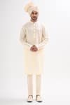 Kalpana Naik_Ivory Bemberg, Silk Embroidery Sherwani Set _Online_at_Aza_Fashions