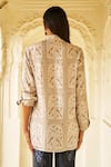Shop Dash And Dot Beige Brocade, Polyester Collared Mughal Print Pant Set at Aza Fashions Shop_Dash And Dot_Beige Brocade, Polyester Collared Mughal Print Pant Set _at_Aza_Fashions