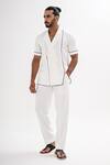 Buy_Kalpana Naik_White Crepe Corded Zipper Shirt And Pant Co-ord Set _Online_at_Aza_Fashions