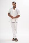 Kalpana Naik_White Crepe Corded Zipper Shirt And Pant Co-ord Set _at_Aza_Fashions