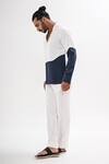 Shop_Kalpana Naik_White Crepe Dual Colored Shirt And Pant Co-ord Set _Online_at_Aza_Fashions