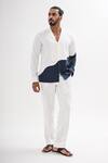 Kalpana Naik_White Crepe Dual Colored Shirt And Pant Co-ord Set _at_Aza_Fashions