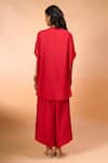 Shop_Divyam Mehta_Red Patchwork Round Neck Floral Embroidered Tunic With Pant _at_Aza_Fashions