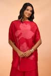 Shop_Divyam Mehta_Red Patchwork Round Neck Floral Embroidered Tunic With Pant _Online_at_Aza_Fashions