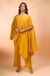 Buy_Divyam Mehta_Yellow Embroidery Round Neck Haldi Kurta And Pant Set _Online_at_Aza_Fashions
