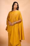 Divyam Mehta_Yellow Embroidery Round Neck Haldi Kurta And Pant Set _at_Aza_Fashions
