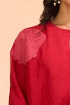 Divyam Mehta_Red Embroidery Round Neck Floral Kurta And Pant Set _Online_at_Aza_Fashions