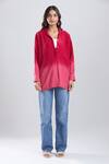 Divyam Mehta_Red Collared Ombre Shirt _Online_at_Aza_Fashions