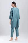 Shop_Divyam Mehta_Blue Applique Round Neck Atlantic Kurta With Pant _at_Aza_Fashions