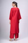 Shop_Divyam Mehta_Red Patchwork, Embroidery Round Neck Kurta And Pant Set _at_Aza_Fashions