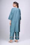 Shop_Divyam Mehta_Blue Embroidery Round Neck Floral Kurta And Pant Set _at_Aza_Fashions