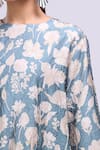 Divyam Mehta_Blue Round Neck Flower Print Kurta With Pant _Online_at_Aza_Fashions