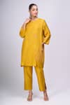 Buy_Divyam Mehta_Yellow Embroidery Round Neck Haldi Kurta Set _at_Aza_Fashions