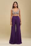 Buy_Mishru_Purple V-, Sweetheart Cape Bustier Pant Set _Online_at_Aza_Fashions
