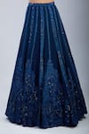 Mishru_Navy Sequins, Embroidery Square Neck Blue Lehenga Set _at_Aza_Fashions