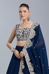 Buy_Mishru_Blue Embroidery, Sequins Square Neck Floral Lehenga Set _Online_at_Aza_Fashions