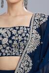 Shop_Mishru_Blue Embroidery, Sequins Square Neck Floral Lehenga Set _Online_at_Aza_Fashions