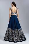 Shop_Mishru_Blue Embroidery, Sequins Square Neck Floral Lehenga Set _at_Aza_Fashions