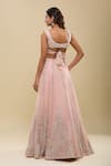 Shop_Mishru_Pink Embroidery Leaf Neck Lehenga Set _at_Aza_Fashions