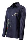 Rohit Bal_Blue Poplin Embroidery Botanical Shirt _at_Aza_Fashions