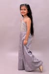 Lil Drama_Gray Cotton Satin Foil Printing, Gota Patti Mehfil Embroidered Jumpsuit _Online_at_Aza_Fashions